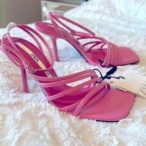 Zara Pink Heeled Sandals NWT